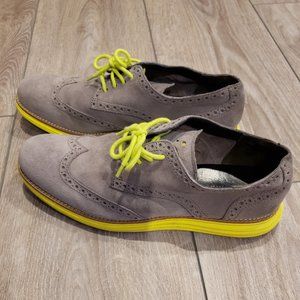 COLE HAAN Lunargrand Oxford Wingtip Suede (Grey) shoes Size 9.5